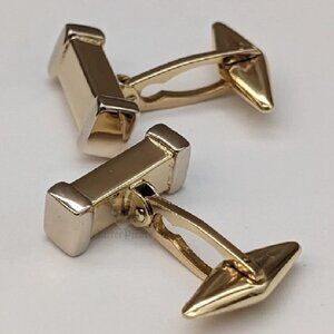 Vintage Arezzo Italy 18K Bicolor Gold Bar Cufflinks